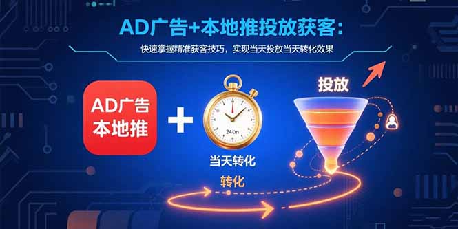 AD广告+本地推投放获客：快速掌握精准获客技巧，实现当天投放当天转化效果-资源V站