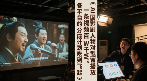 AI三国影视剧人物对口型唱歌玩法，一条视频百W千W播放，各平台的分成计划吃到飞起-资源V站
