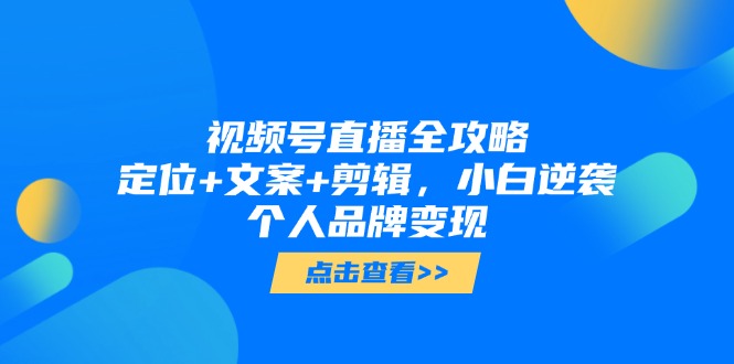 视频号直播全攻略，定位+文案+剪辑，小白逆袭个人品牌变现-资源V站