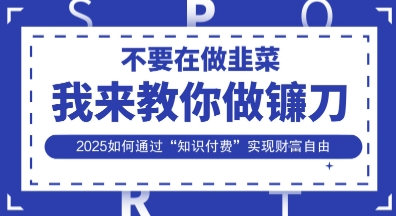 韭菜生涯终结者，我来教你做镰刀，2025如何通过“知识付费”实现财F自由【揭秘】-资源V站