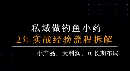 私域做钓鱼小药 每单利润3张+ 详细流程拆解-资源V站