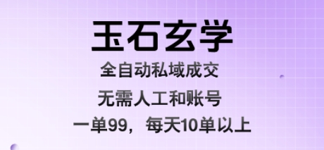 玉石玄学全自动私域成交，一单99每天十单以上，无需人工和矩阵账号，蓝海项目直接干【揭秘】-资源V站