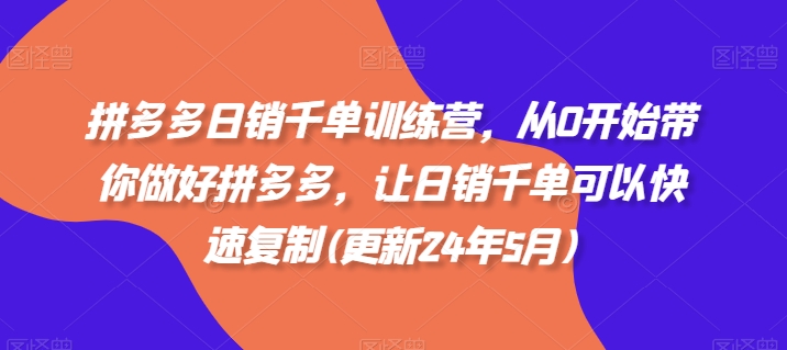 拼多多日销千单训练营，从0开始带你做好拼多多，让日销千单可以快速复制(更新25年6月)-资源V站