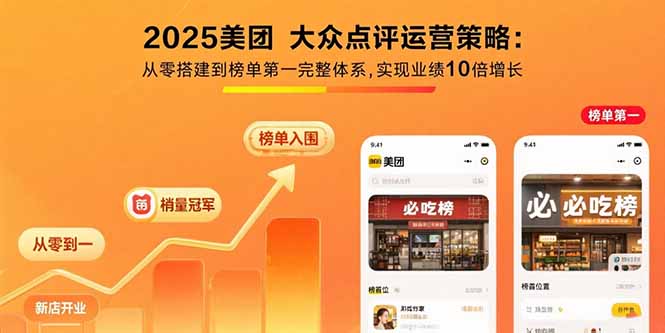2025美团 大众点评运营策略:从零搭建到榜单第一完整体系,实现业绩10倍增长-资源V站