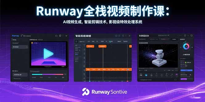 Runway全栈视频制作课：AI视频生成，智能剪辑技术，影视级特效处理系统-资源V站