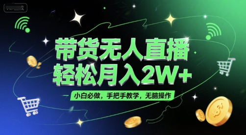 带货无人直播，轻松月入2W+，小白必做，手把手教学，无脑操作(附学习资料)-资源V站
