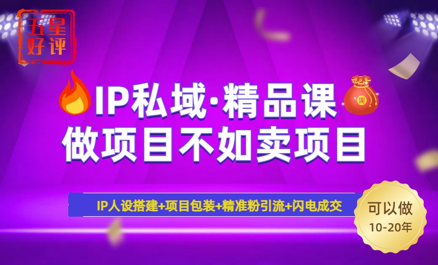 2025年“IP私域·密训精品课”，日赚3000+小白避坑年赚百万，暴力引流…-资源V站