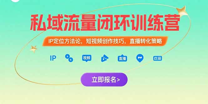 私域流量闭环训练营：IP定位方法论，短视频创作技巧，直播转化策略-资源V站
