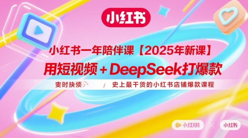 小红书一年陪伴课【2025年新课】，用短视频+deepSeek打爆款，史上最干货的小红书店铺爆款课程-资源V站