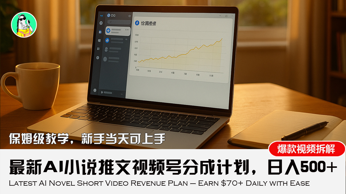 最新AI小说推文视频号分成计划，新手小白也能当天日入500+教程-资源V站