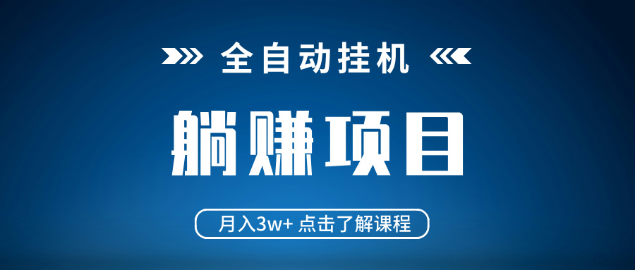 全自动挂机项目 月入3w+ 真正躺平项目 不吃电脑配置 当天见收益-资源V站