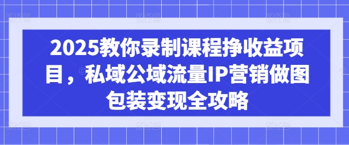 2025教你录制课程挣收益项目，私域公域流量IP营销做图包装变现全攻略-资源V站