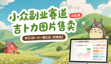小众副业赛道 吉卜力图片售卖 单日2张+ AI一键生成【附教程】-资源V站